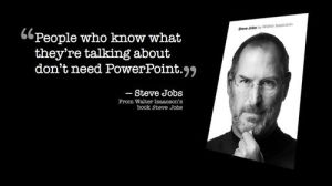 In this slide, the image of Steve Jobs faces the text - this is the correct format.